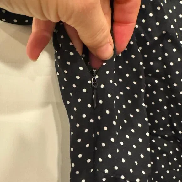 Zara Front Cut Out Polka Dot Front Slit Midi Black and White Dress - medium - Picture 6 of 10